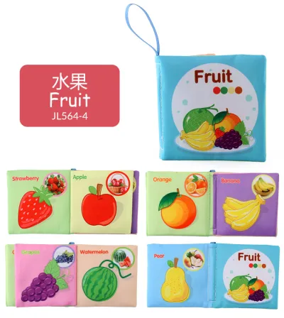 Early Education English Animal Vehicle Cognitive Cloth Book for Kids, Soft Fabric Baby Toy