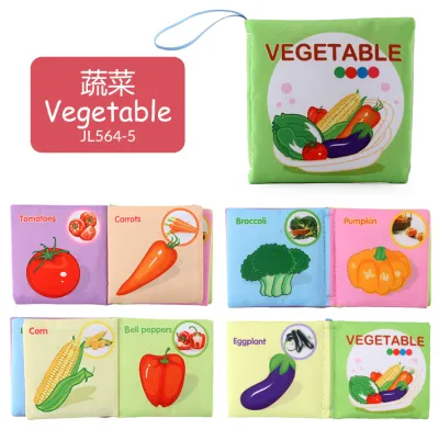 Early Education English Animal Vehicle Cognitive Cloth Book for Kids, Soft Fabric Baby Toy