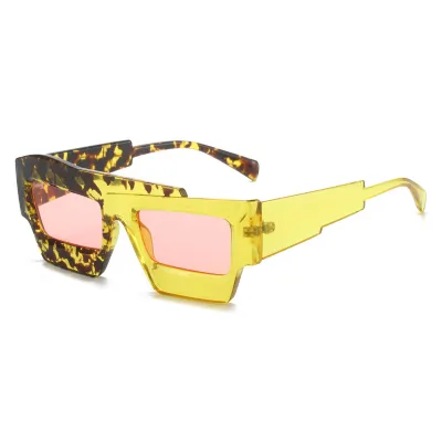 Fashion Personality Color Blocking Square Frame Full Frame Sunglasses