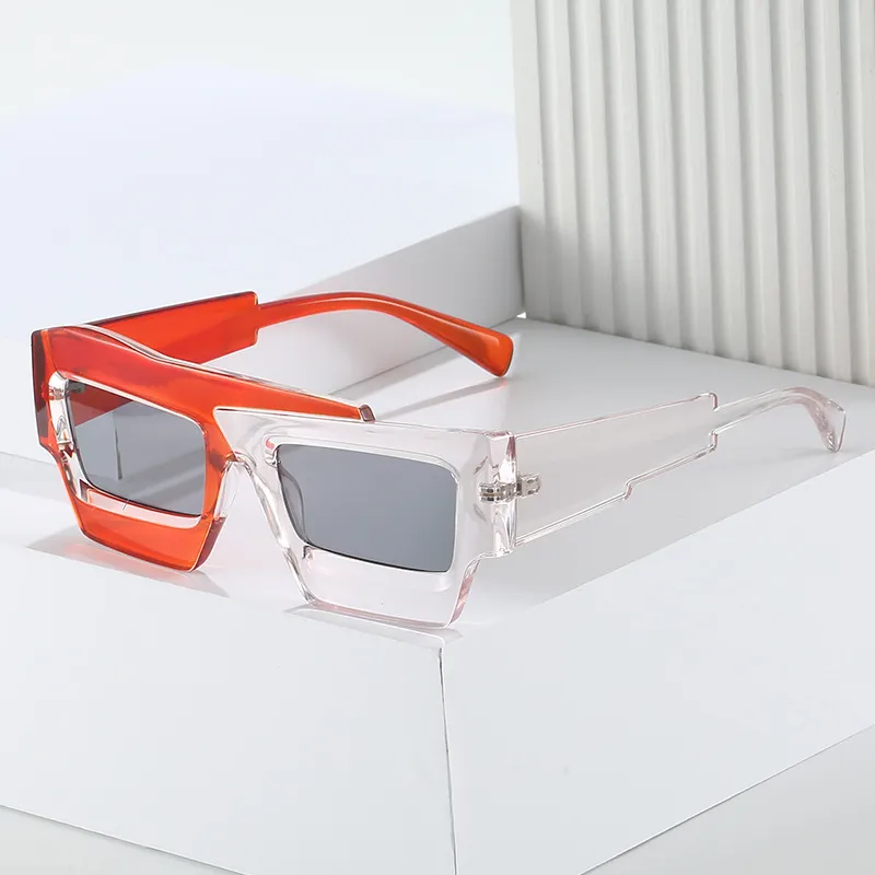 Fashion Personality Color Blocking Square Frame Full Frame Sunglasses