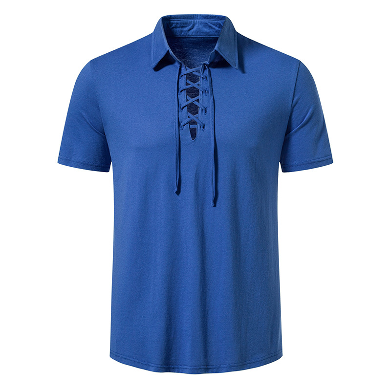 【SATIIIZ】Tennard Patch Short-Sleeved Shirt Wholesale Men'S Casual Lapel Tether Solid Color Short