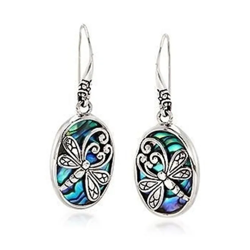 Women's Vintage Abalone Shell Animal-Shaped Dangle Earrings