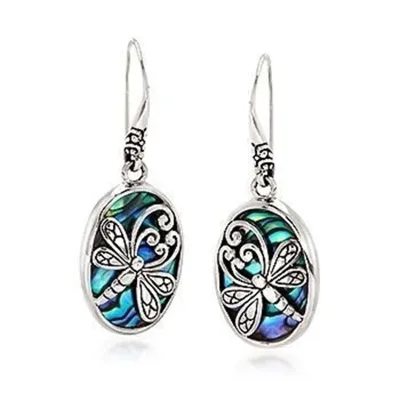 Women's Vintage Abalone Shell Animal-Shaped Dangle Earrings