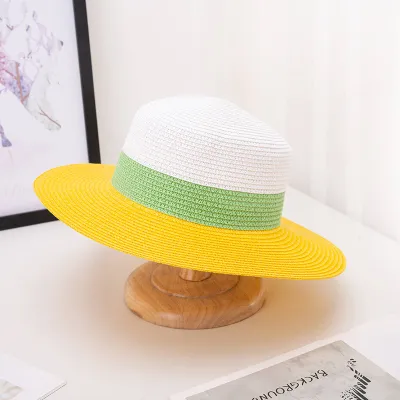 Spring Summer Women's Fashion Casual Straw Sun Hat Color Matching
