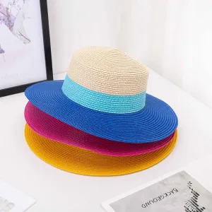 Spring Summer Women's Fashion Casual Straw Sun Hat Color Matching