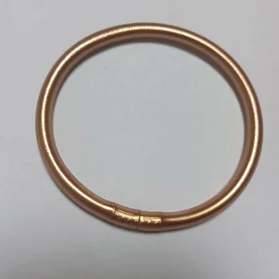 Women Simple Fashion Boho Gold Foil Shiny Silicone Bangle Bracelet