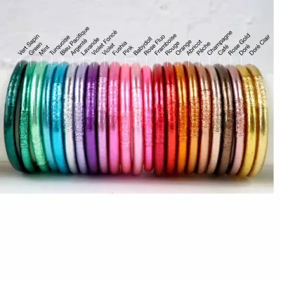 Women Simple Fashion Boho Gold Foil Shiny Silicone Bangle Bracelet