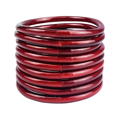 Women Simple Fashion PVC Silicone Tube Gold Foil Bangle (9 Pieces/Set)