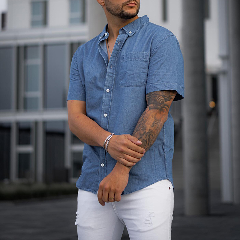 Wholesale Men'S Fashion Solid Color Imitation Denim Short