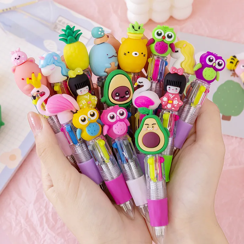 Cute Cartoon Four-Color Mini Ballpoint Pen Student Stationery