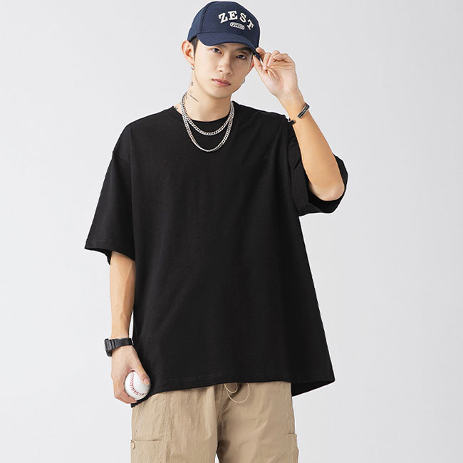 Wholesale Men Fashion Simple Basic Solid Color Round Neck