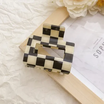 Women Fashion Small Hollow Rectangle Plaid Hair Claw