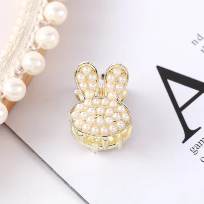 Women Fashion Small Imitation Pearls Bow Geometric Hair Claws