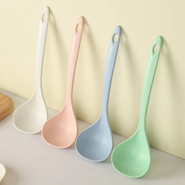 Modern Minimalist Plastic Solid Color Drinking Spoon With Hanging Hole for Adults Kitchen