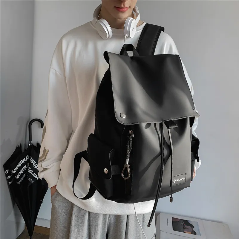 Unisex Casual Breathable Waterproof Solid Color PU Leather Backpack