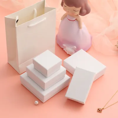Simple Fashion Plaid Ring Earrings Bracelet Jewelry Packaging Box With Sponge