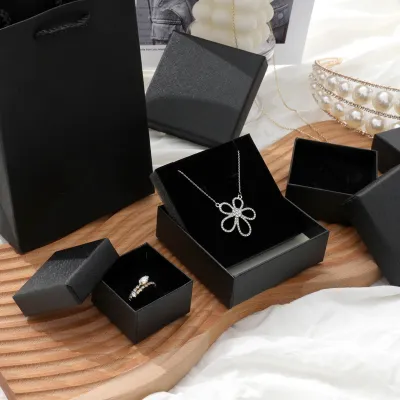 Simple Fashion Plaid Ring Earrings Bracelet Jewelry Packaging Box With Sponge