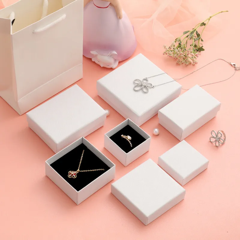 Simple Fashion Plaid Ring Earrings Bracelet Jewelry Packaging Box With Sponge