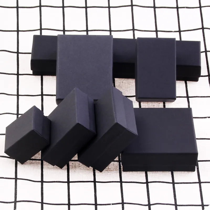 Simple Black Paper Cardboard Necklace Earrings Bracelet Storage Packaging Box