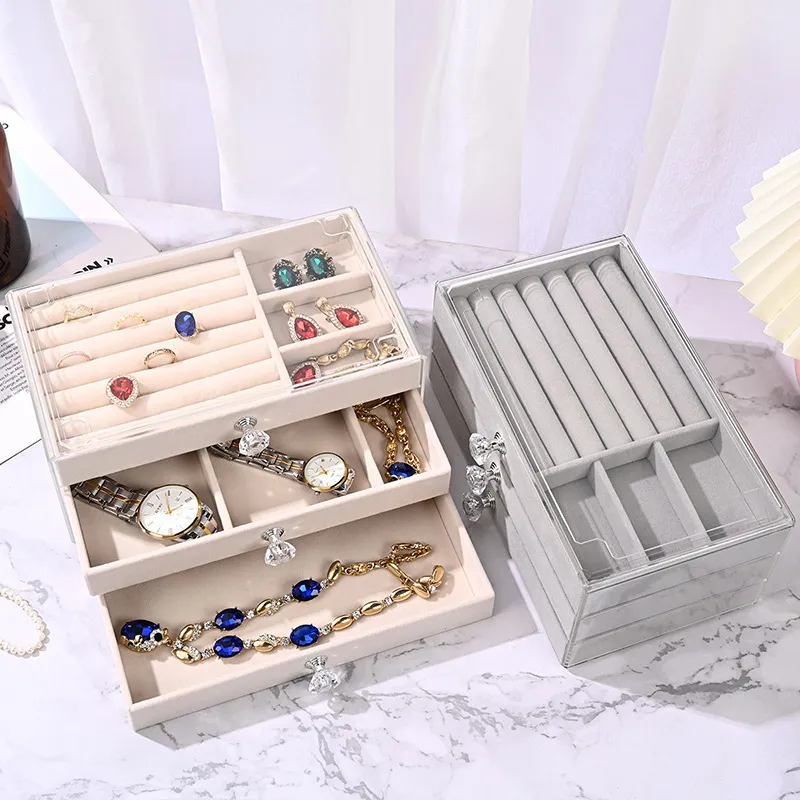 Simple Three-Layer Acrylic Jewelry Display Packaging Box