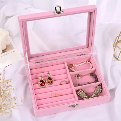 Simple Fashion Single-Layer Flannel Jewelry Packaging Box for Accessories Storage