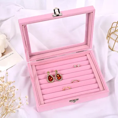 Simple Fashion Single-Layer Flannel Jewelry Packaging Box for Accessories Storage