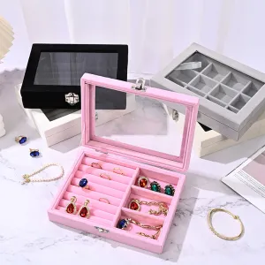 Simple Fashion Single-Layer Flannel Jewelry Packaging Box for Accessories Storage