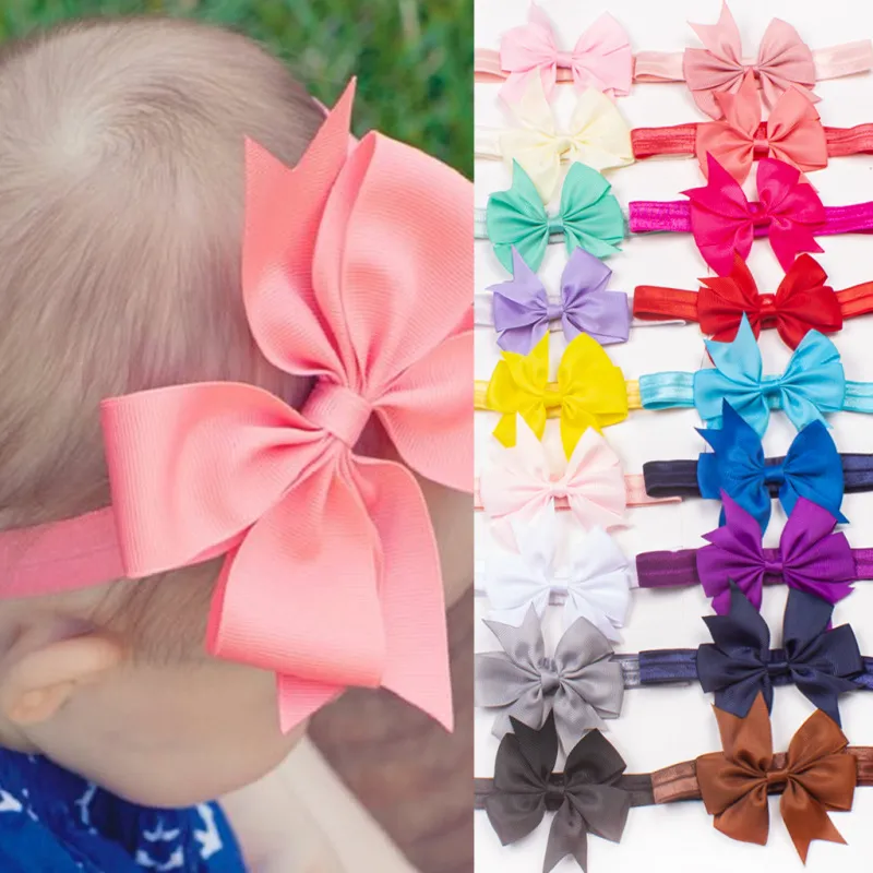 Children Kids Baby Fashion Girls Solid Color Ribbon Bowknot Headband