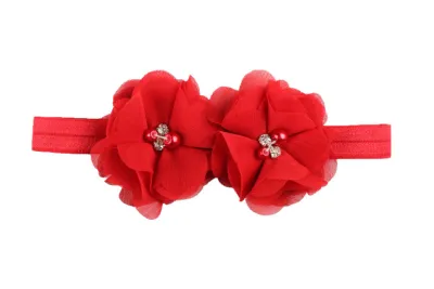 Children Baby Girls Solid Color Chiffon Flower Nylon Headband for Kids Accessories