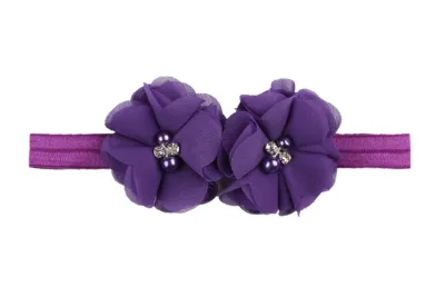 Children Baby Girls Solid Color Chiffon Flower Nylon Headband for Kids Accessories