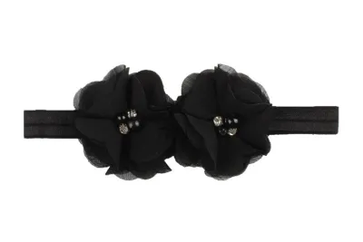 Children Baby Girls Solid Color Chiffon Flower Nylon Headband for Kids Accessories