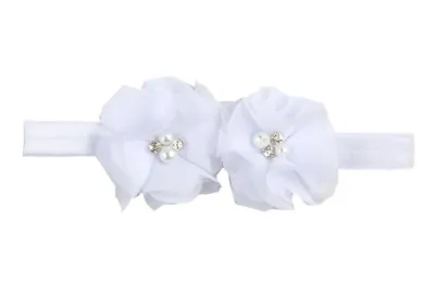 Children Baby Girls Solid Color Chiffon Flower Nylon Headband for Kids Accessories