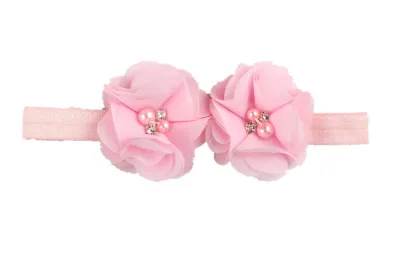 Children Baby Girls Solid Color Chiffon Flower Nylon Headband for Kids Accessories