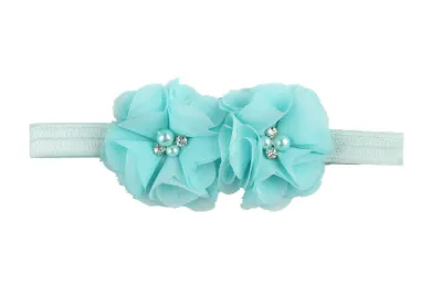 Children Baby Girls Solid Color Chiffon Flower Nylon Headband for Kids Accessories