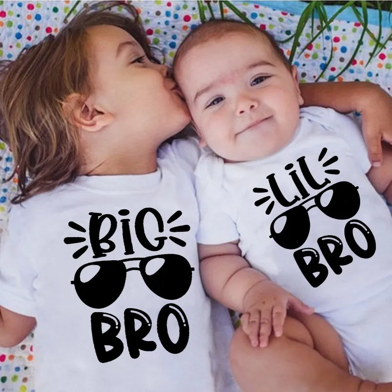 Children Kids Baby Fashion Boys Short Sleeve Brother Letter Print Cotton Casual Unisex T-Shirt