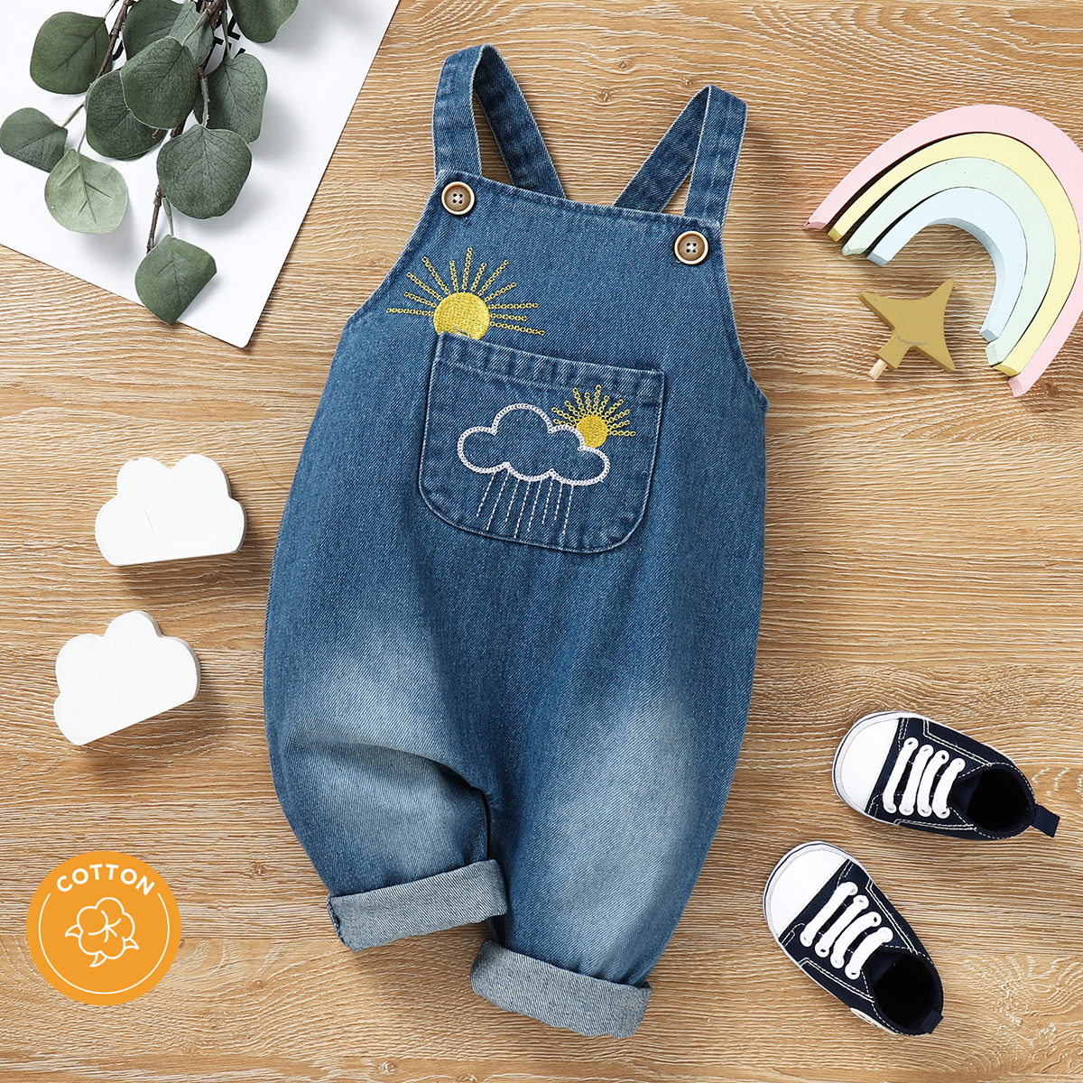 Newborn denim fashion overalls