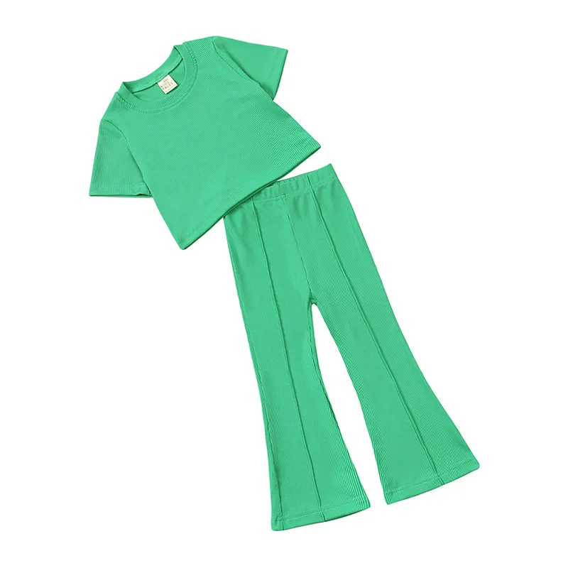 KaLI_store Pants for Teen Girls Toddler Girls Pants Solid Color Trousers  For Girls Clothes Fashion Outwear Green,10-12 Years