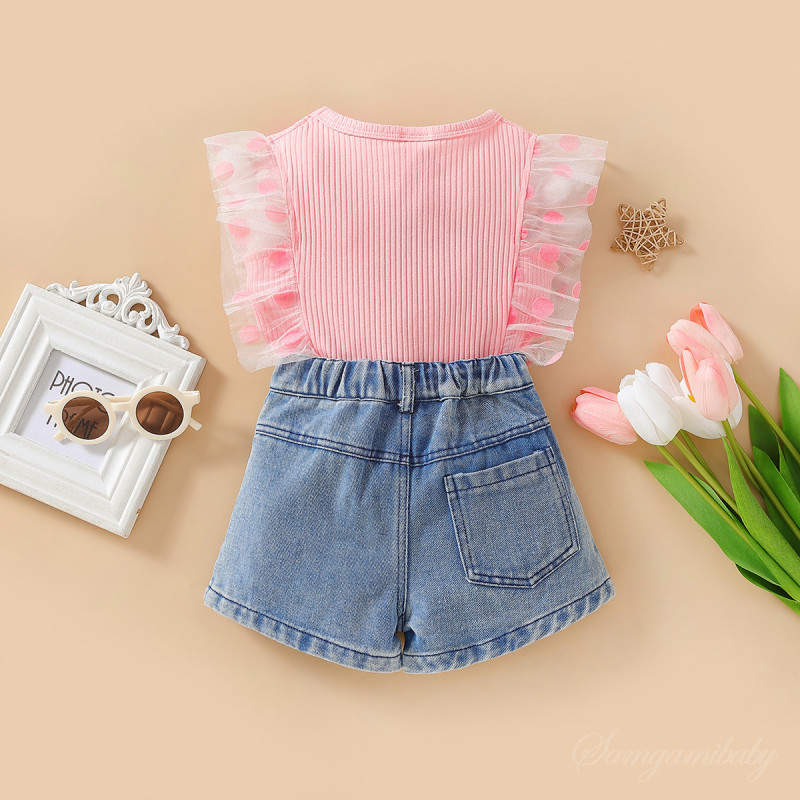 トップス son and daughter 1-2y Wholesale Children Kids Baby Fashion Girls Mesh Stitching