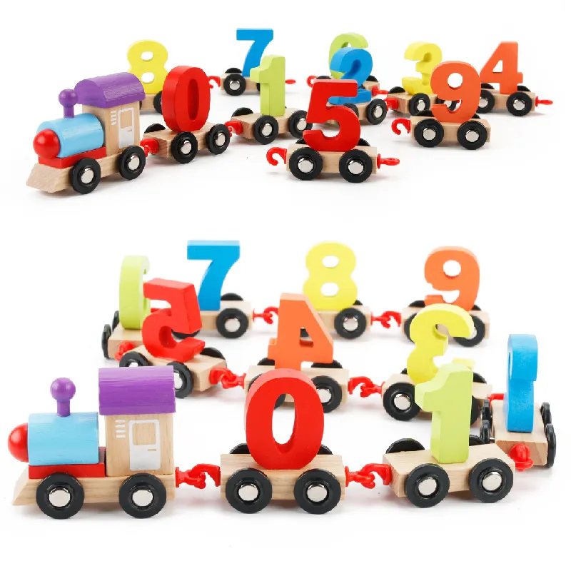 Children Baby Wooden Building Blocks Train Puzzle Toy