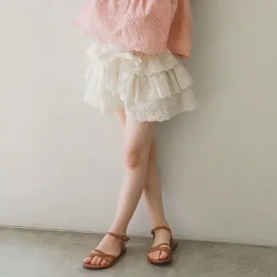 Children Kids Baby Girls Fashion Ruffle Sleeve Solid Color High Waist Cotton Shorts Culottes