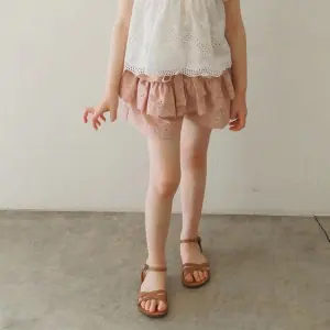 Children Kids Baby Girls Fashion Ruffle Sleeve Solid Color High Waist Cotton Shorts Culottes