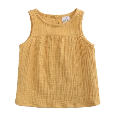 Toddlers Newborn Baby Girls Casual Basic Sleeveless Solid Color Cotton Top Vest