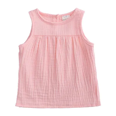 Toddlers Newborn Baby Girls Casual Basic Sleeveless Solid Color Cotton Top Vest