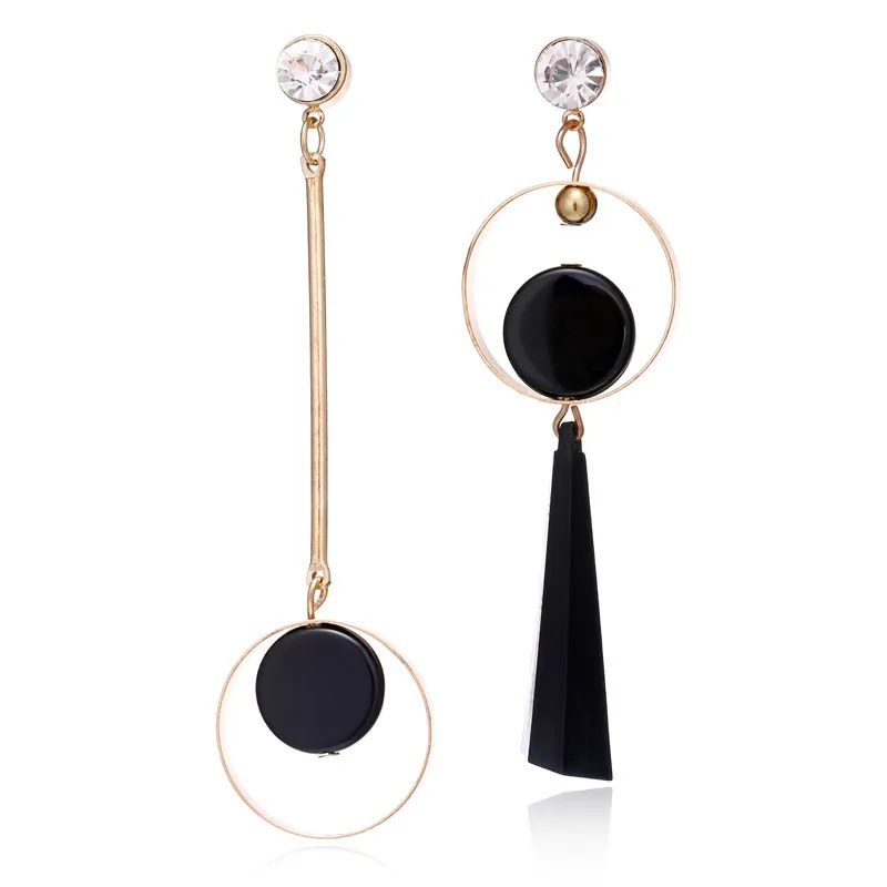 Women Fashion Exaggerated Geometric Rhinestone Long Dangle Earrings