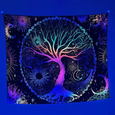 Fashion Fluorescent Luminous Lion Skull Tapestry Background Cloth for Bedroom
