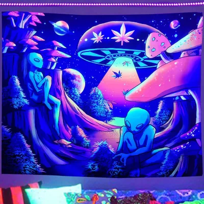 Fashion Fluorescent Luminous Lion Skull Tapestry Background Cloth for Bedroom