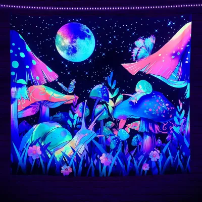 Fashion Fluorescent Luminous Lion Skull Tapestry Background Cloth for Bedroom