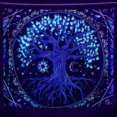 Fashion Fluorescent Luminous Lion Skull Tapestry Background Cloth for Bedroom