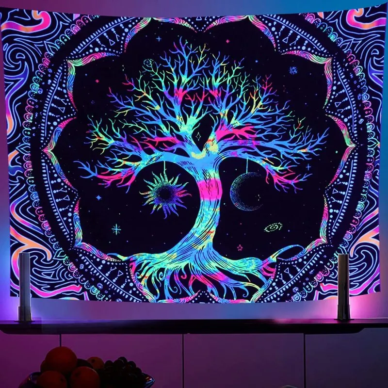 Fashion Fluorescent Luminous Lion Skull Tapestry Background Cloth for Bedroom