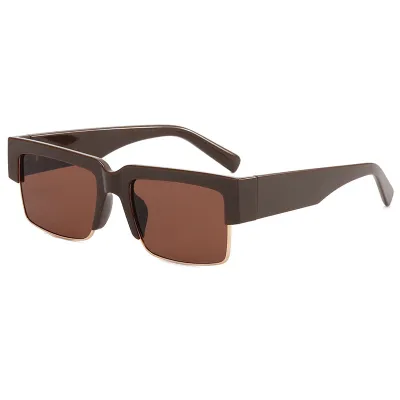 Men's And Women's Fashion Leopard Casual Retro Half Frame Square Plastic Sunglasses